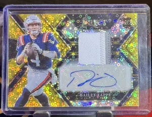 2022 Panini Select Bailey Zappe #RSM-BZ Gold Disco Prizm RPA #/10 front
